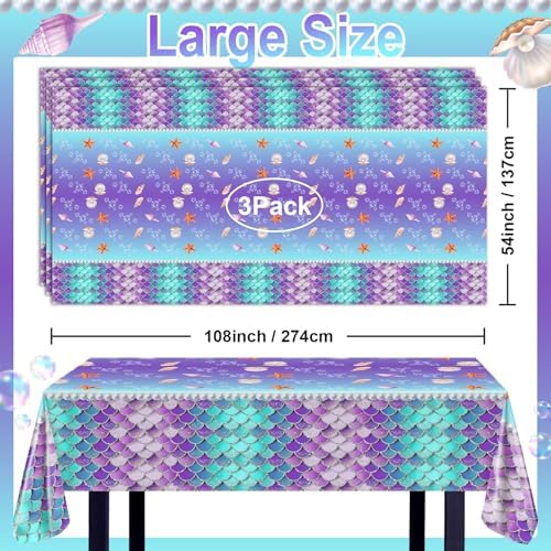 Avezano 3 Pcs Mermaid Tablecloths Silver