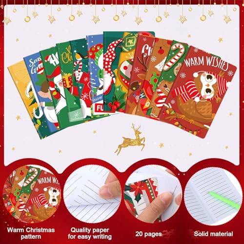 Tenceur 48 Pcs Christmas Mini Notebook Set with Pens