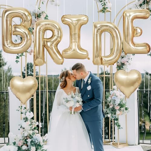 40 Inch Champagne Gold Bride Letter Balloons Set