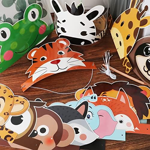 12 Piece Jungle Safari Animal Party Hats for Kids