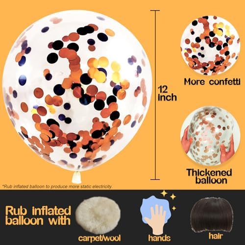 Orange Black Confetti Balloons 25 Pack 12 Inch