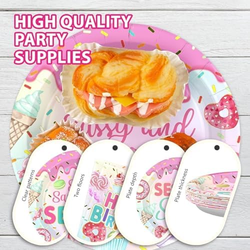 Grencian 96 Pcs Donut 7th Birthday Party Decorations
