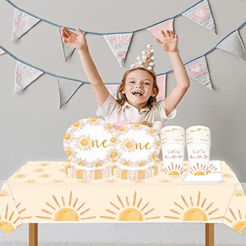 Boho One Sun Birthday Plates Set 40pcs