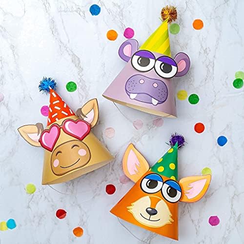 DIY Kids Party Hats and Games Kit - 12 Hats