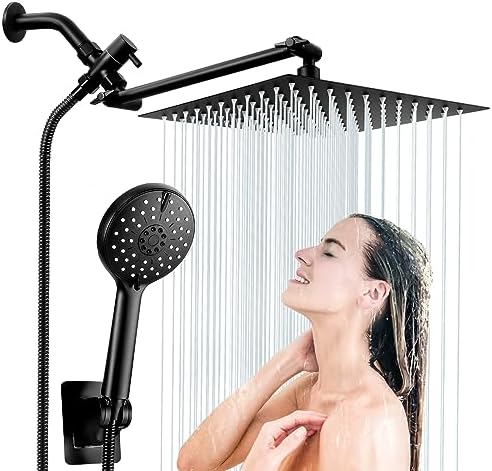 DOSCY Handheld Shower Head Combo With Rain Setting and Pressure Boosting -Black
