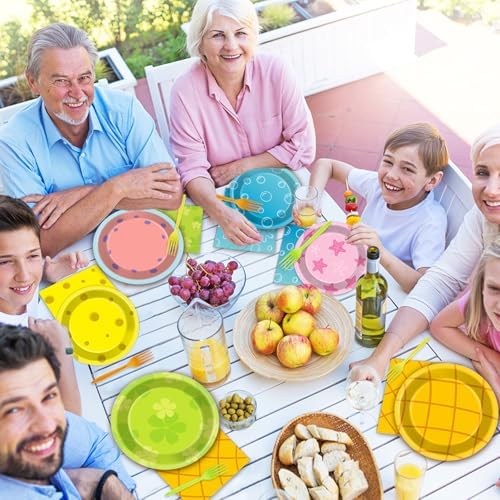 96Pcs Yellow Cartoon Party Plates Napkins Set