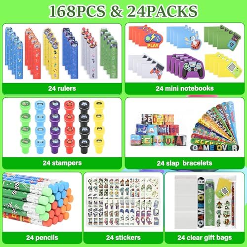 168Pcs Video Game Party Favors for Teens and Kids