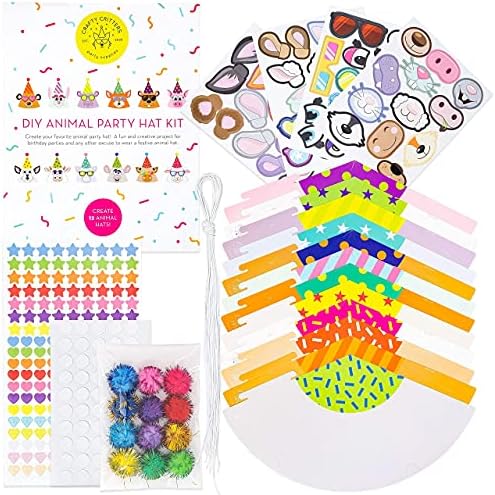 DIY Kids Party Hats and Games Kit - 12 Hats