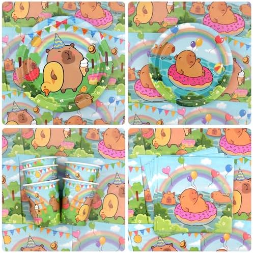 KEFAN Capybara Birthday Party Decorations Plates Set