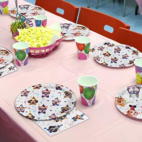 96 Pcs Dog Birthday Party Plates Napkins Forks Set