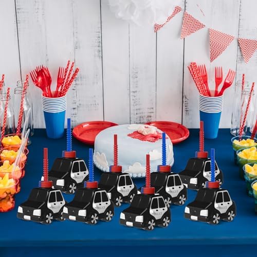 Tanlade 24 Piece Police Car Cups with Straws