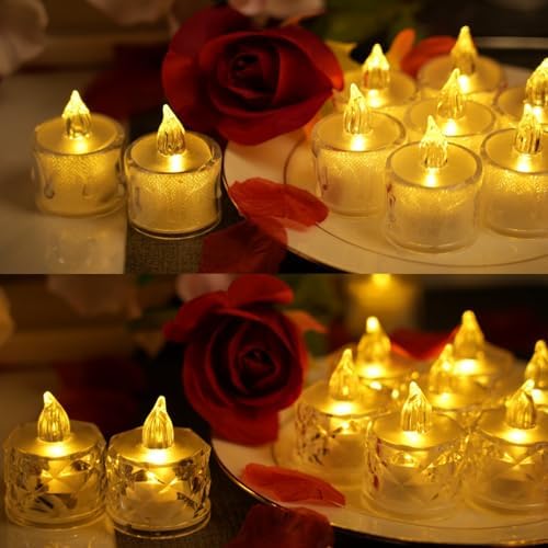 12 Pack Crystal LED Tea Light Candles for Decorations