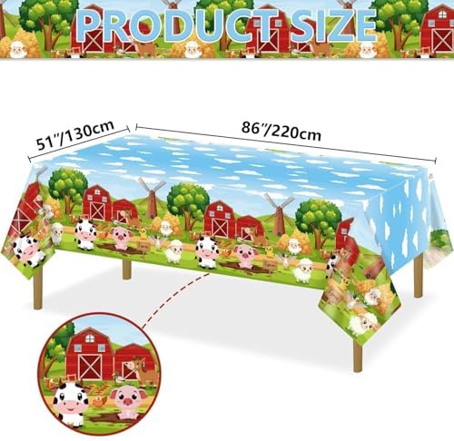 4 Pcs Farm Animal Tablecloths 51x86 Inches Farmhouse Decor