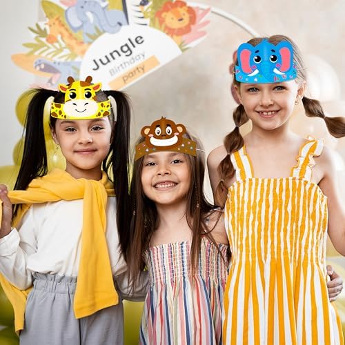 80UncleKimby 36PCS Jungle Animal Crowns Craft Kit
