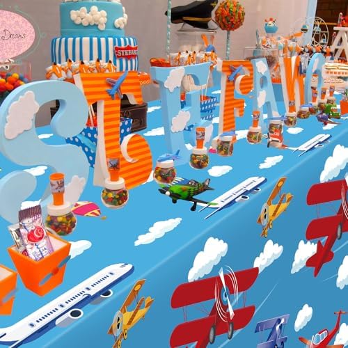 4 Pack Airplane Themed Tablecloths for Birthday Parties
