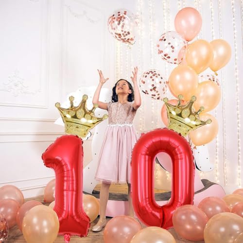 40 Inch Gold Crown Number 10 Balloons Party Decor