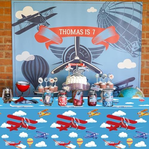 4 Pack Airplane Themed Tablecloths for Birthday Parties