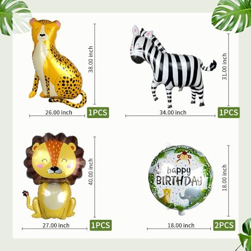Zoo Animal Foil Balloon Set for Parties