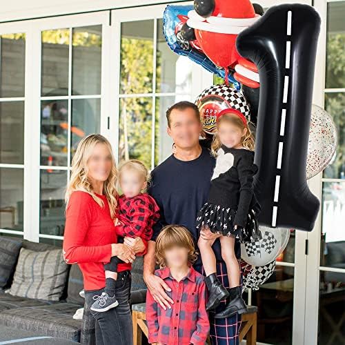 TONIFUL Race Car Black Balloons 40 Inch Number 1 Decorations