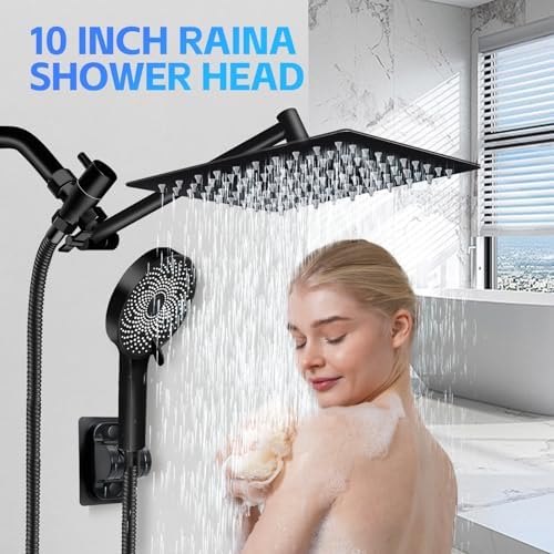 Nottia 10 Inch High Pressure Rain Shower Head with Handheld Spray Combo