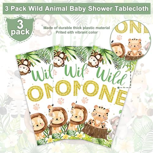 3PCS Wild One Tablecloths for Boys Baby Kids 1st Birthday Party