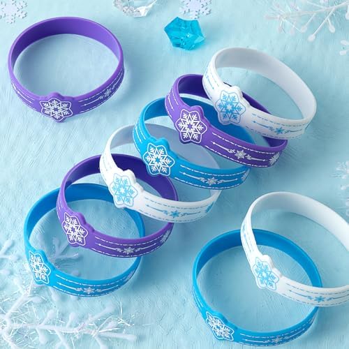 24 Pcs Snowflake Party Favors Silicone Wristbands Set