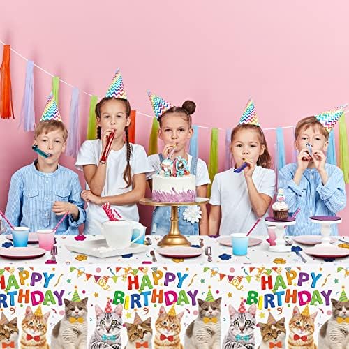 3 Pack Cute Cat Print Plastic Tablecloth 54x108 Inch