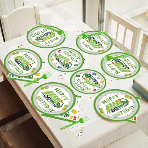 96 Pcs Garbage Truck Themed Paper Plates Party Supplies