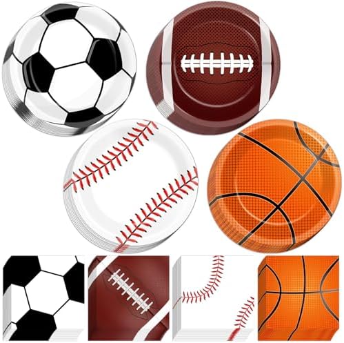 96 Pcs Sports Themed Party Plates Napkins Set