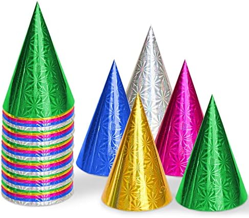 Coobbar Glitter Birthday Cone Hats 50 Pack Kids Adults Pets