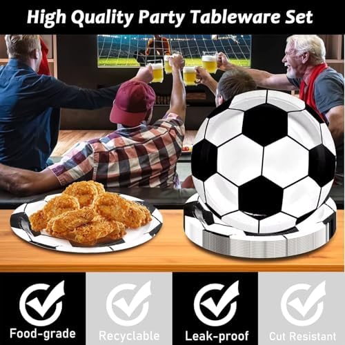 96 Pcs Soccer Themed Party Tableware Set