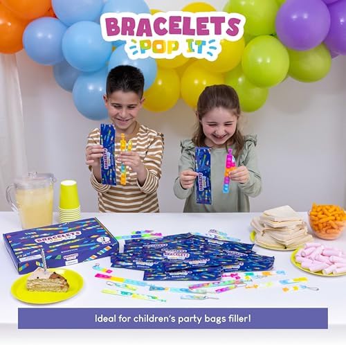 BONNYCO Pop It Bracelets Keychains 30 Pack Kids Party Favors