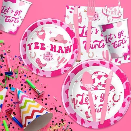 Cowgirl Theme Party Tableware Set for 24 Guests
