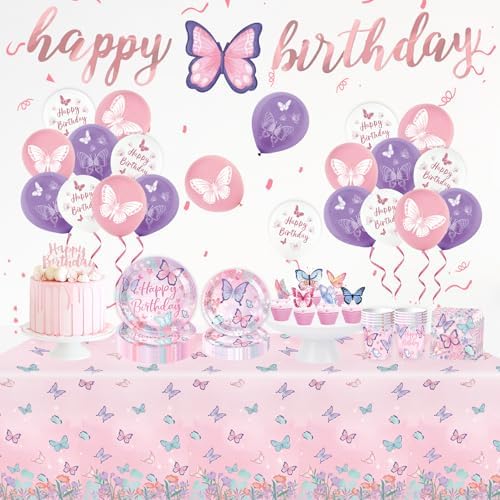 Butterfly Themed Birthday Party Decorations Set