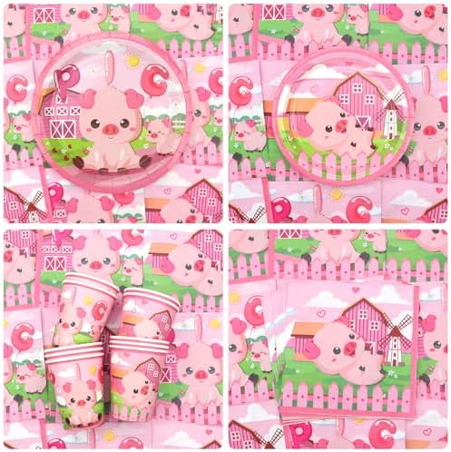Pink Pig Birthday Party Tableware Set 20