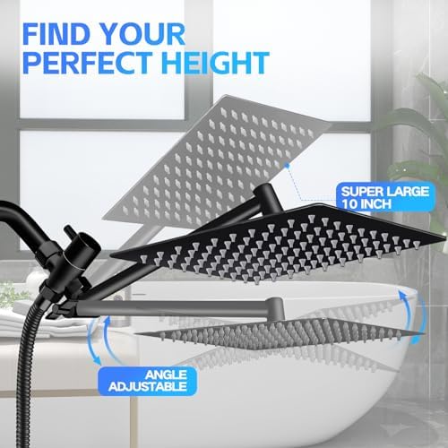 Nottia 10 Inch High Pressure Rain Shower Head with Handheld Spray Combo