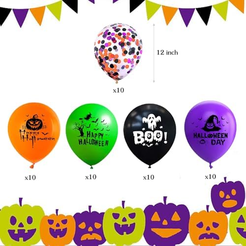 50 Pcs 12 Inches Halloween Balloons Multi Colors