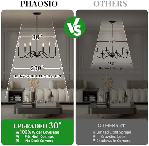 Rustic Black Iron 6-Light Chandelier for Dining Room