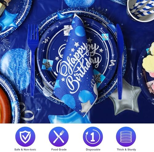 Norme 176 Pcs Navy Blue Birthday Tableware Set
