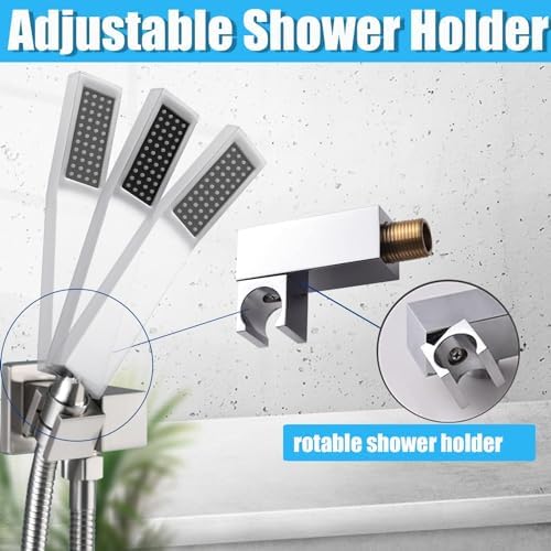 Bellearly Chrome Handheld Shower Head with Hose and Holder