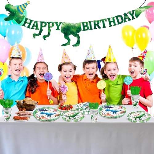 Oigco 169 Pcs Dinosaur Watercolor Party Supplies