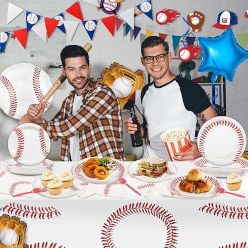 96 Pcs Baseball Themed Tableware Set for 24 Guests