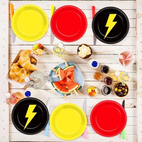 CHUNNIN 48 Pcs Cartoon Themed Plates for Kids Birthday Party