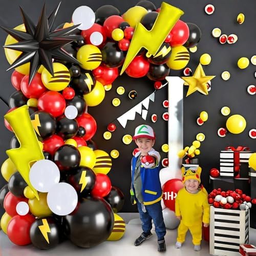 120PCS Birthday Balloons Set Black Red Yellow White