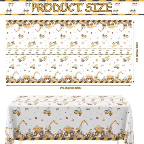 3PCS Truck Themed Birthday Tablecloths for Kids Parties