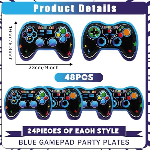 48Pcs Video Game Controller Shaped Paper Plates