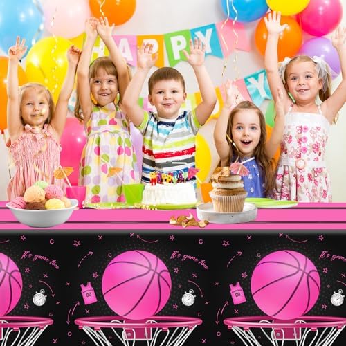 Pink Basketball Tablecloth Set for Birthday Parties