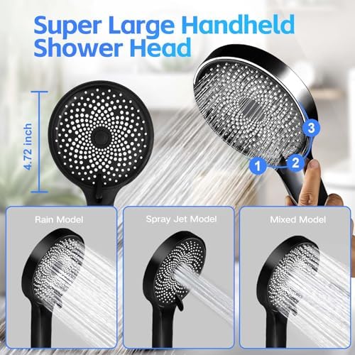 Nottia 10 Inch High Pressure Rain Shower Head with Handheld Spray Combo
