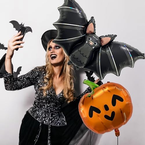 House of Party Foil Balloons with Balloons Bat and Pumpkin