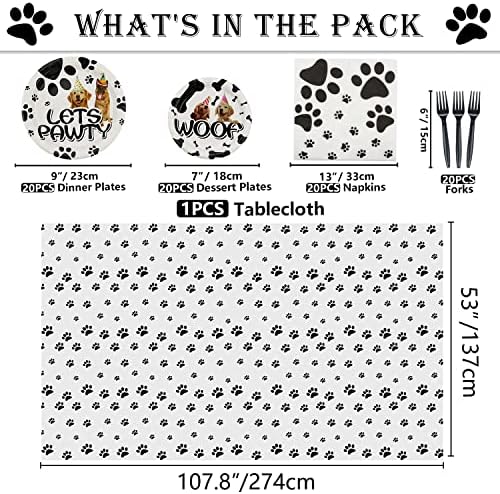 81Pcs Dog Party Supplies Set for 20 Guests